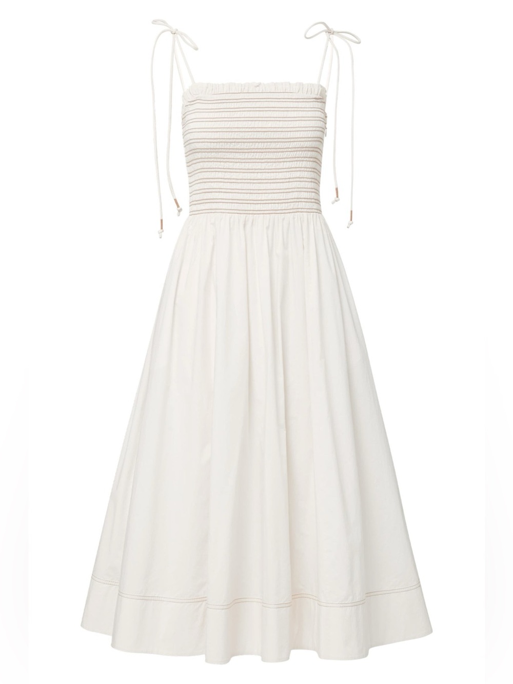 Veronica Beard Kaela Smocked Tie Strap Midi Dress